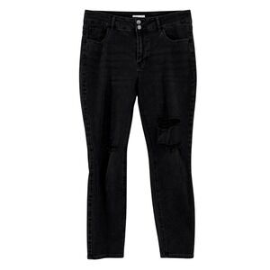 m jeans Women 16W High Rise Jegging Ankle Distressed Black Denim 809569